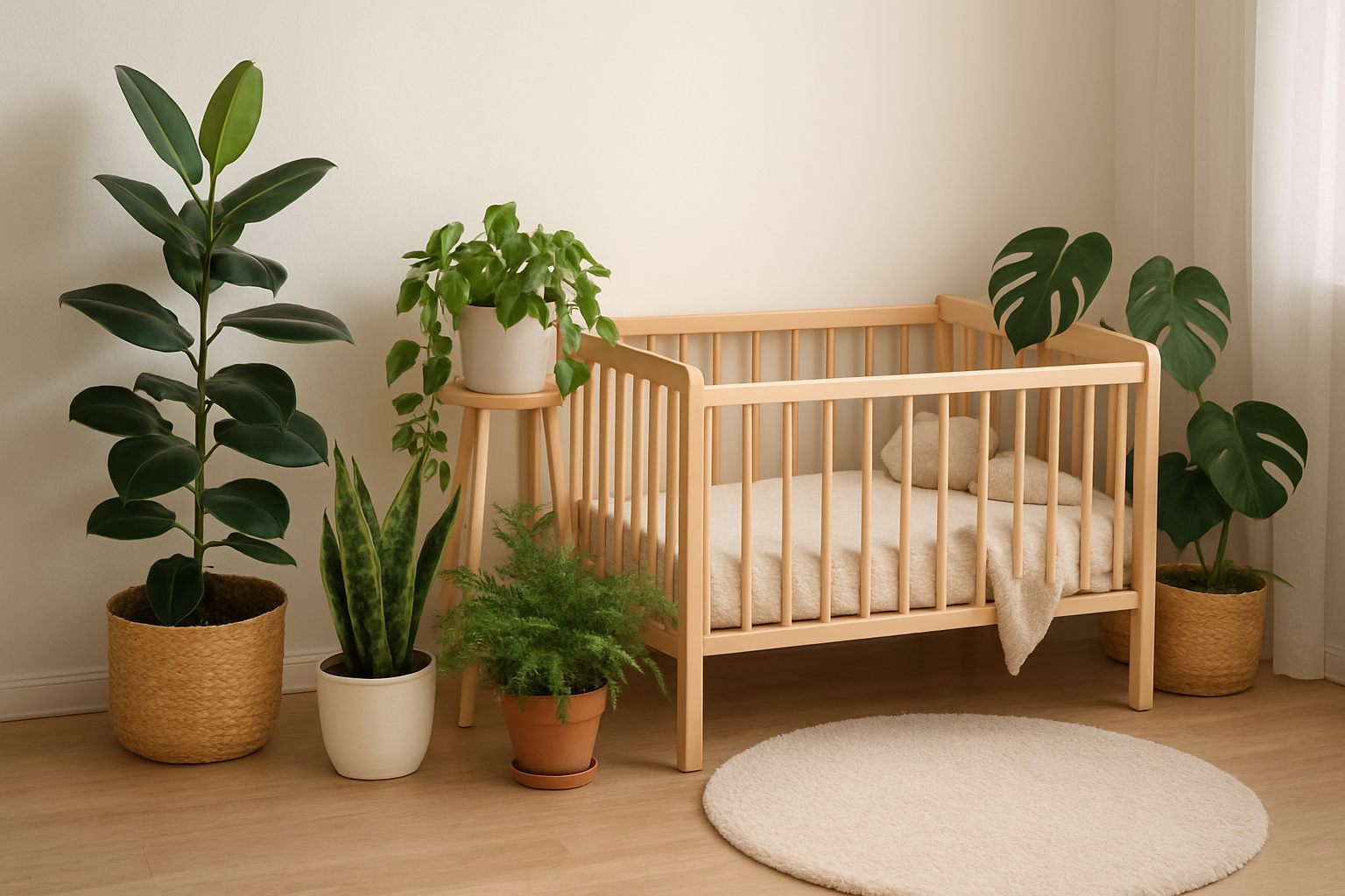 Pokój malucha z bezpiecznymi roślinami doniczkowymi – ilustracja artykułu