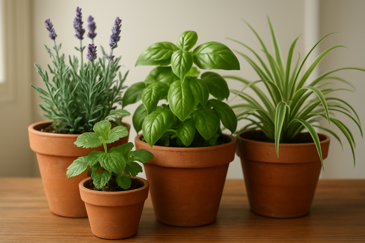 Doniczki z lawendą, miętą i rozmarynem na parapecie – ilustracja artykułu
