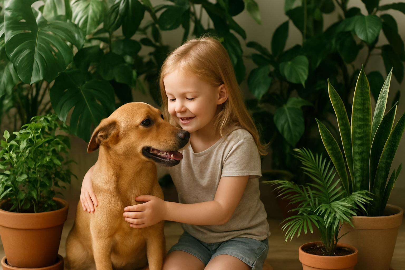 Domowe rośliny bezpieczne dla dzieci i zwierząt w przytulnym wnętrzu – ilustracja artykułu