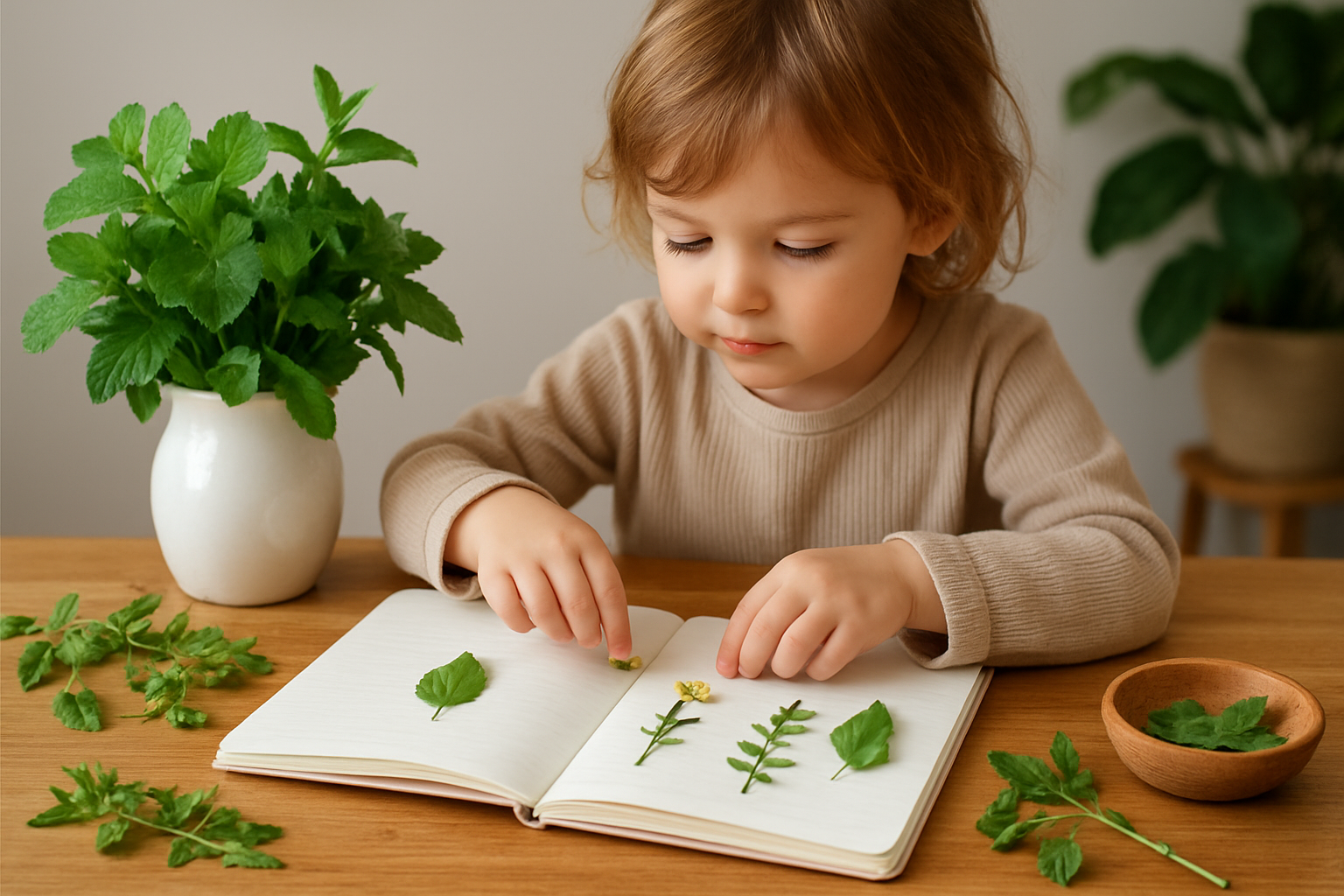 Dziecko i rodzic tworzą domowy zielnik na parapecie – ilustracja artykułu