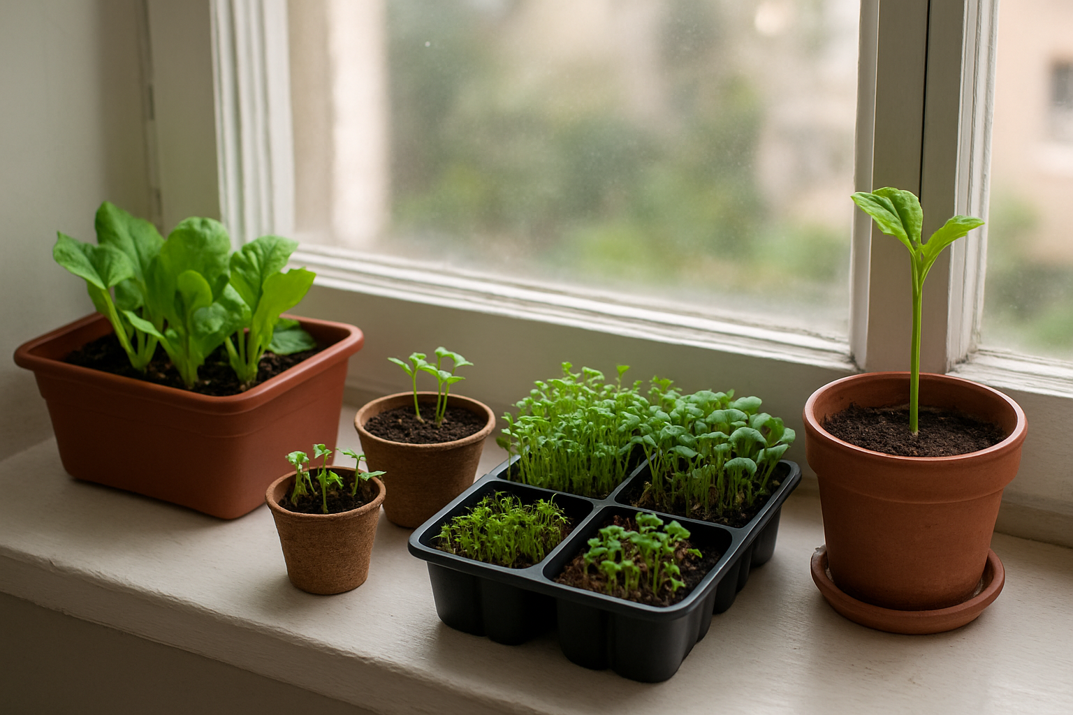 Mikroogród na parapecie z ziołami i microgreens – ilustracja artykułu