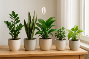 Kompozycja roślin odpornych na zaniedbanie w doniczkach