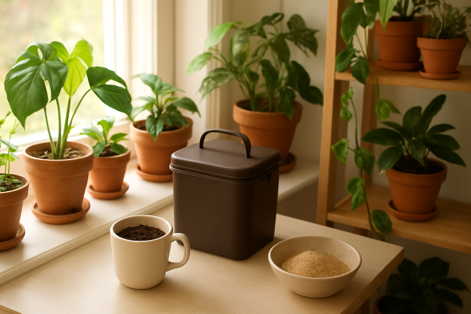 Domowe nawożenie roślin: rośliny doniczkowe z kompostem i resztkami kuchennymi